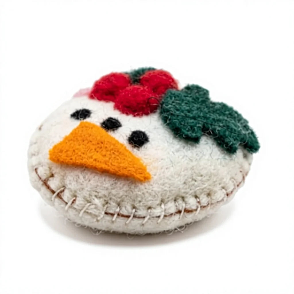 Felt Wool Snowman Ornament with Holly Embroidery Cartoon Christmas – view 3