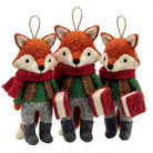 Felt Wool Fox Christmas Ornament with Scarf and Book Rustic Indoor Decoration – handmade by Best Himalaya