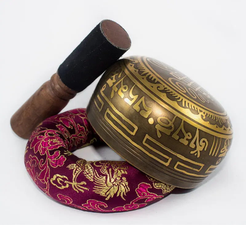 High Quality Antique Tibetan Singing Bowl Buddhist Mantra Carved Design - Best HimalayaBest Himalaya