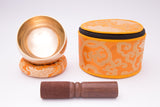 Elevate Your Space with Complete Singing Bowl Set in a Vibrant Yellow Box, Including Ring Cushion for Enhanced Resonance