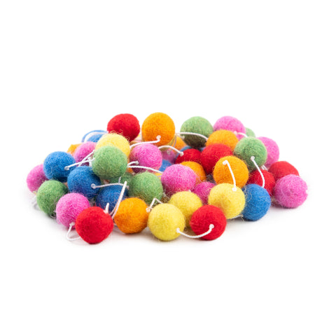 Handcrafted Wool Felt Ball Garlands Vibrant Rainbow Colors 2 to 6 Meters in Length Perfect for Christmas Tree Decoration