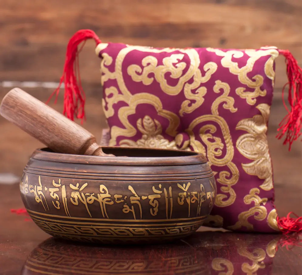 Premium Quality Singing Bowl Set with Stick and Cushion Pillow - Best Himalaya