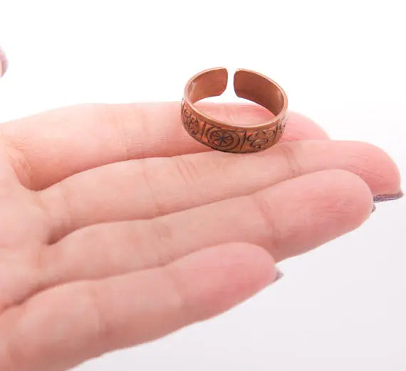 Religious Tibetan Buddhist Lucky Mantra Crafted copper Finger Ring - Best HimalayaBest Himalaya