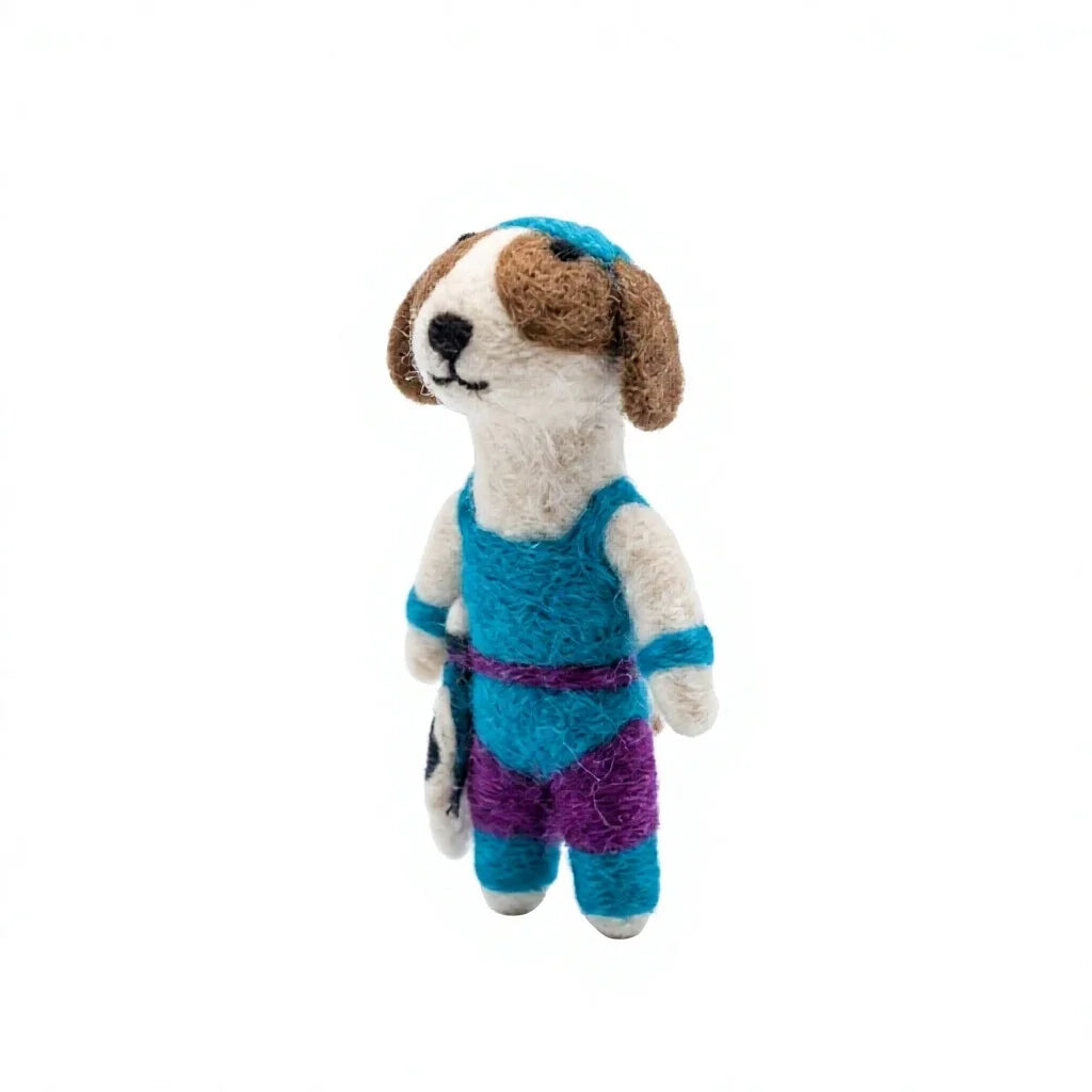 Felt Wool Dog Ornament Set with Basket Cartoon Animal Christmas Decor – view 3