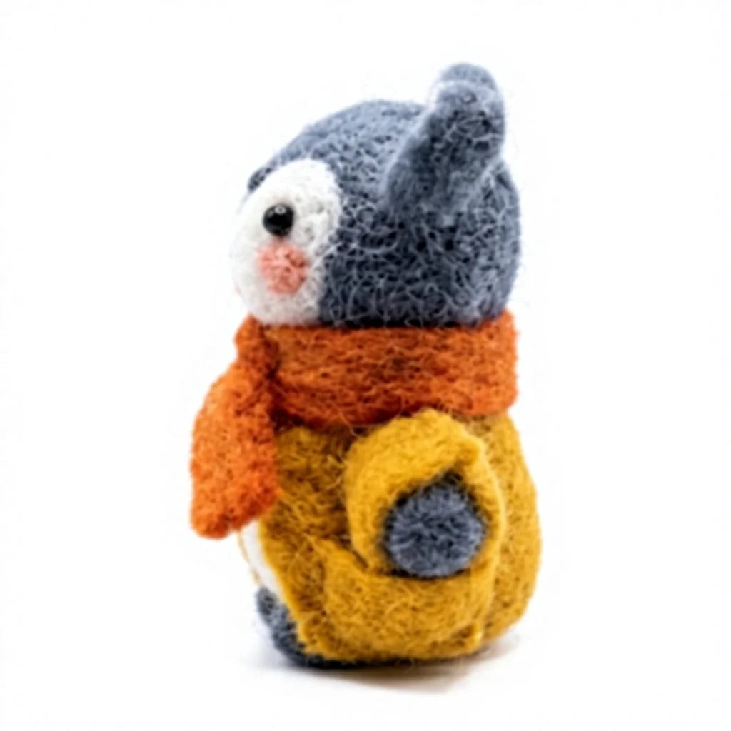 Felt Wool Mouse Christmas Decor with Wool Scarf and Yellow Sweater – view 3