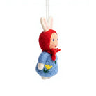 Felt Wool Bunny Dolls with Red Hood Blue Floral Dress Embroidered Felt Christmas Decoration – view 3