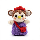 Felt Wool Monkey Dolls with Red Berets and Purple Dresses Cartoon Christmas Decoration – view 2