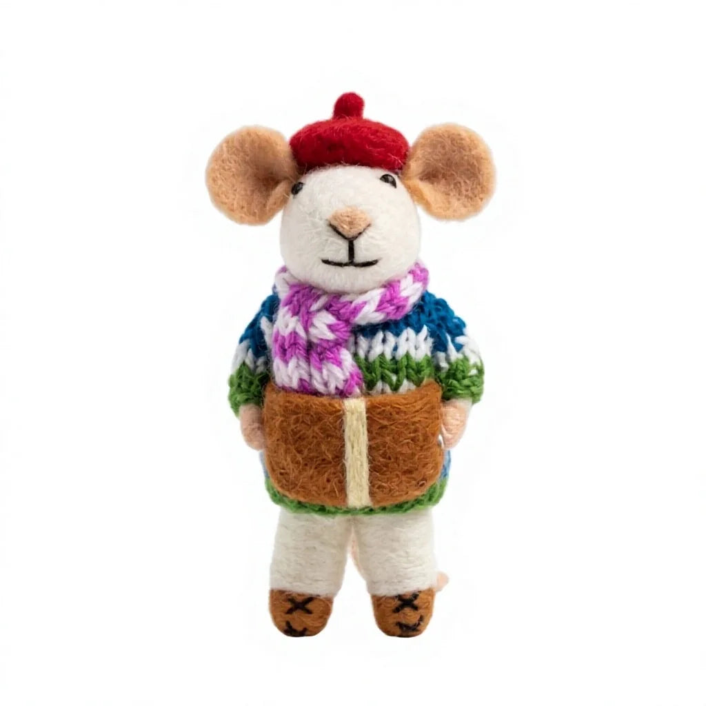 Felt Wool Mouse Christmas Ornament Set of 3 Cartoon Animal Decor – view 2
