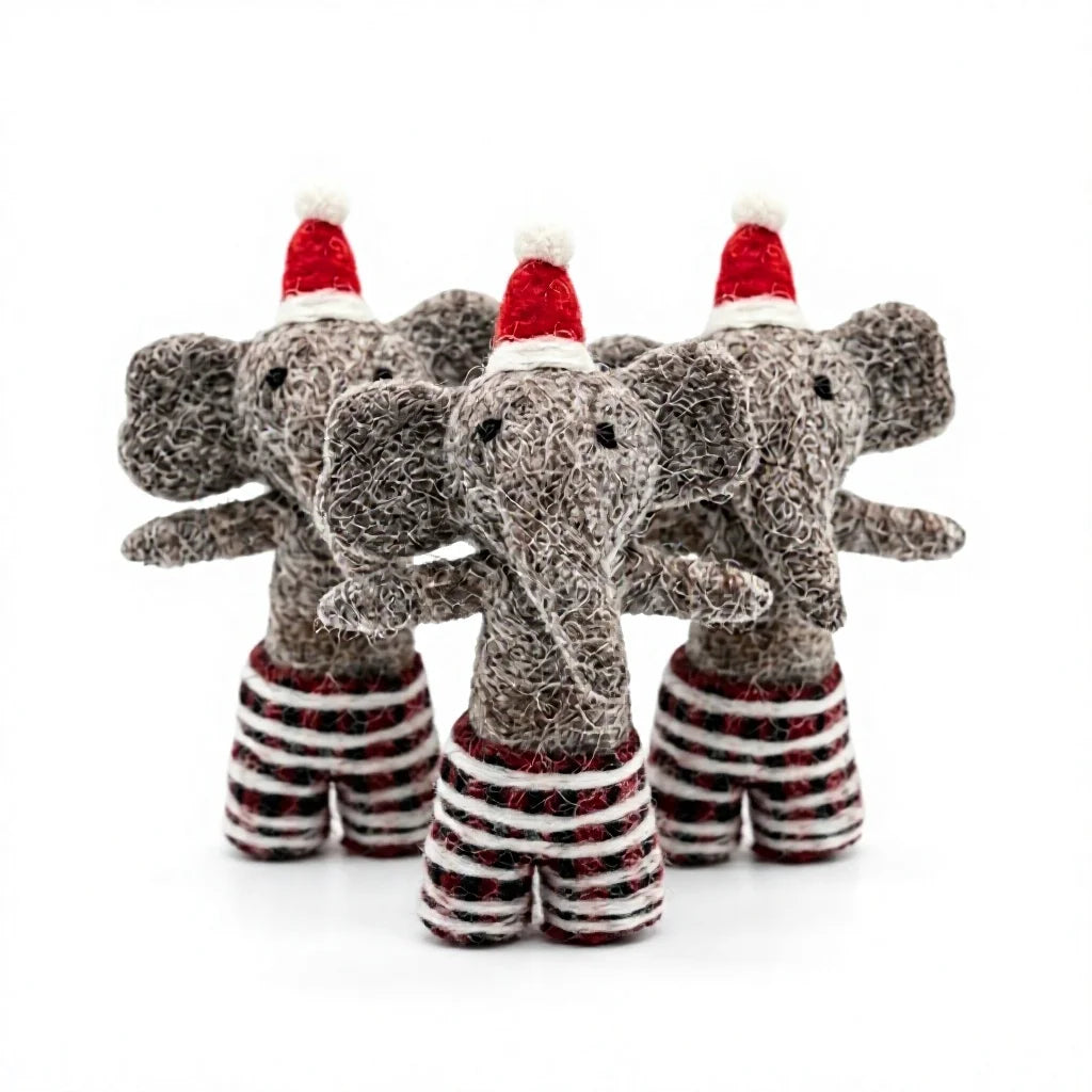 Felt Wool Elephant Christmas Decoration Handmade Cartoon Animal Figurine – handmade by Best Himalaya