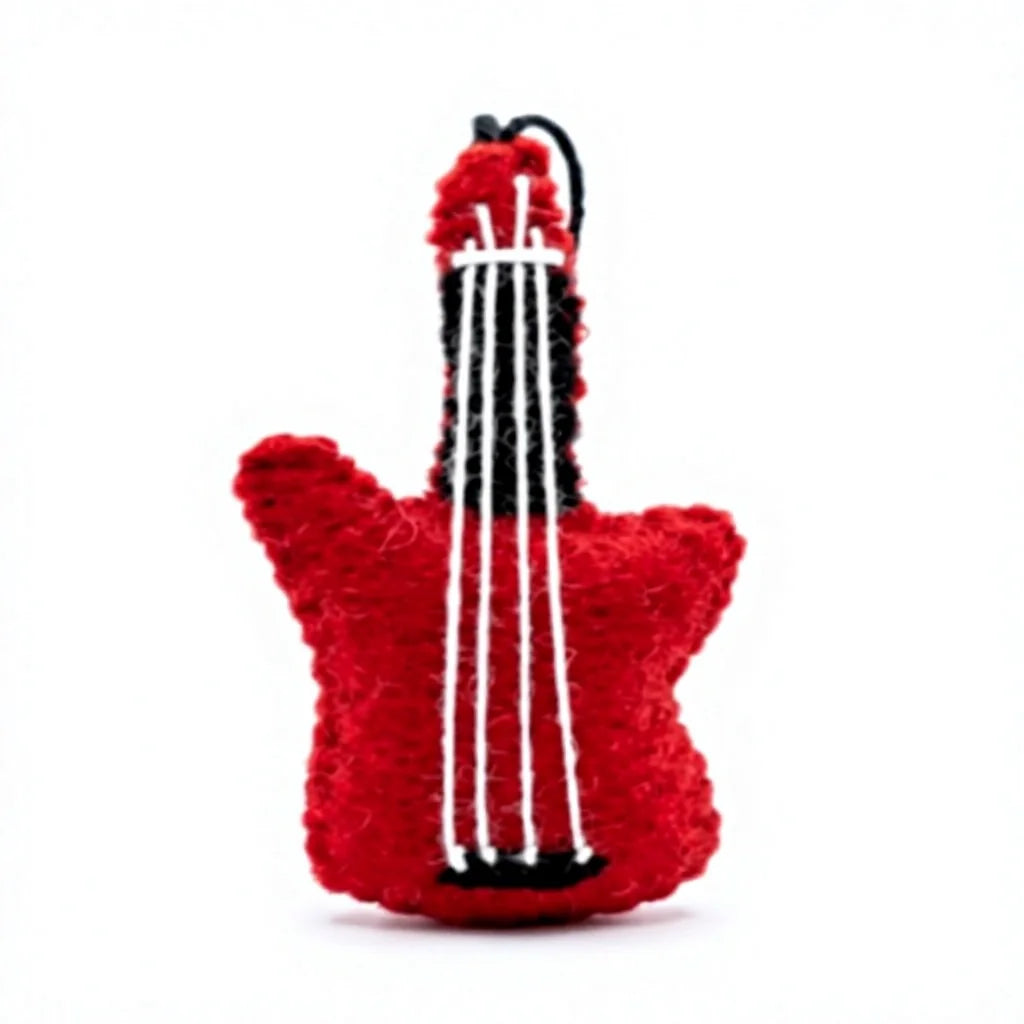 Felt Wool Red Guitar Christmas Ornament Wall Hanging Indoor Decoration – view 2