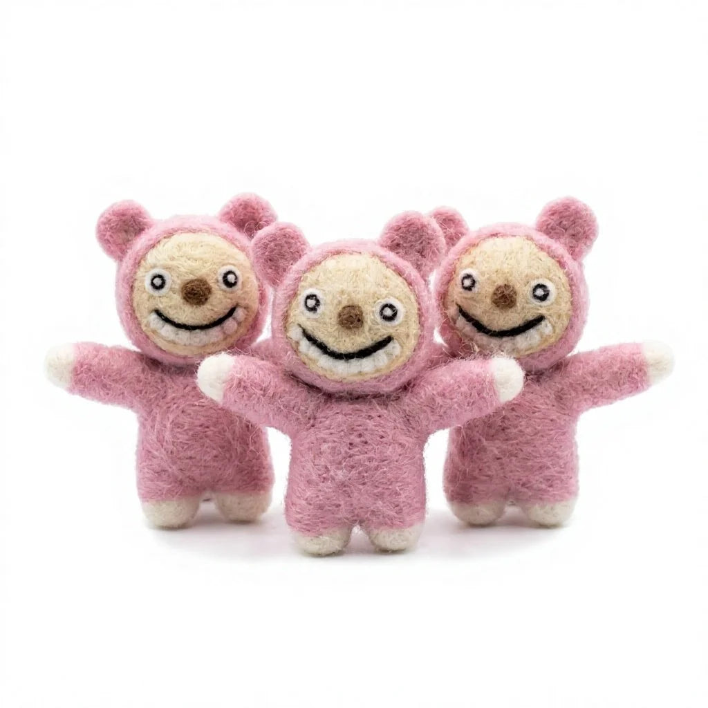 Felt Wool Pink Felt Bear Doll Ornament Small Cartoon Christmas Decor – handmade by Best Himalaya
