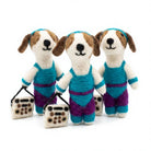 Felt Wool Dog Ornament Set with Basket Cartoon Animal Christmas Decor – handmade by Best Himalaya