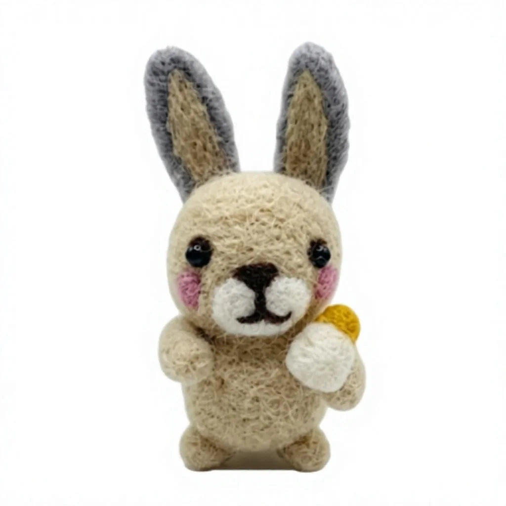 Felt Wool Bunny Rabbit Toy with Carrot Cartoon Animal Decoration – view 2