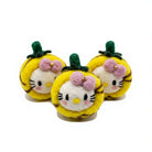 Felt Wool Cat Christmas Ornament Yellow Round with Pink Bow Cartoon Decor – handmade by Best Himalaya