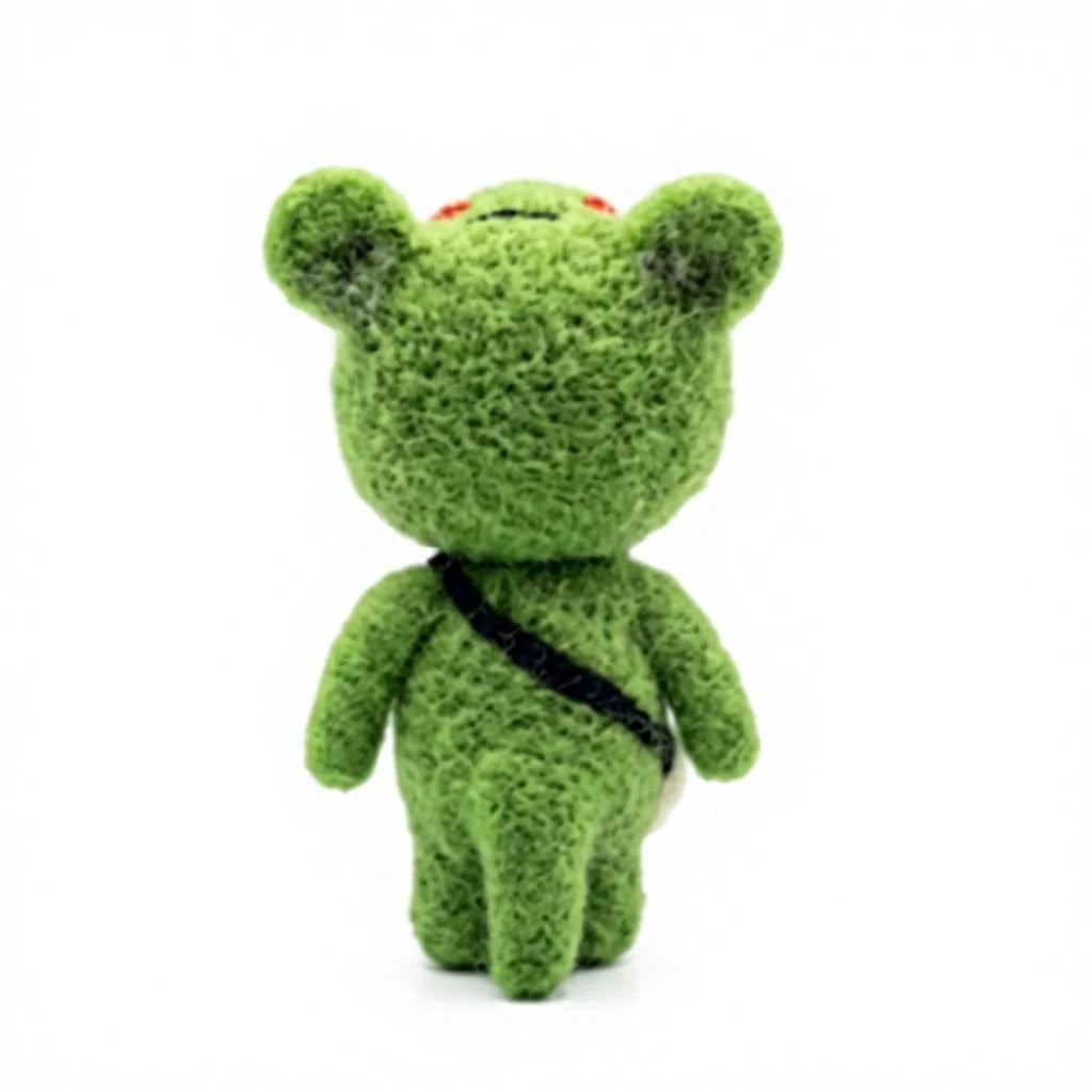 Felt Wool Green Bear Ornament with Bell and Crossbody Bag Cute Cartoon Animal Christmas Decoration – view 4
