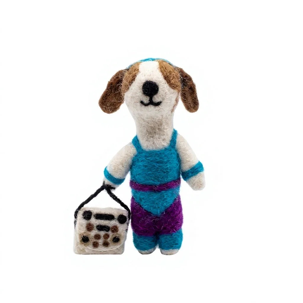 Felt Wool Dog Ornament Set with Basket Cartoon Animal Christmas Decor – view 2