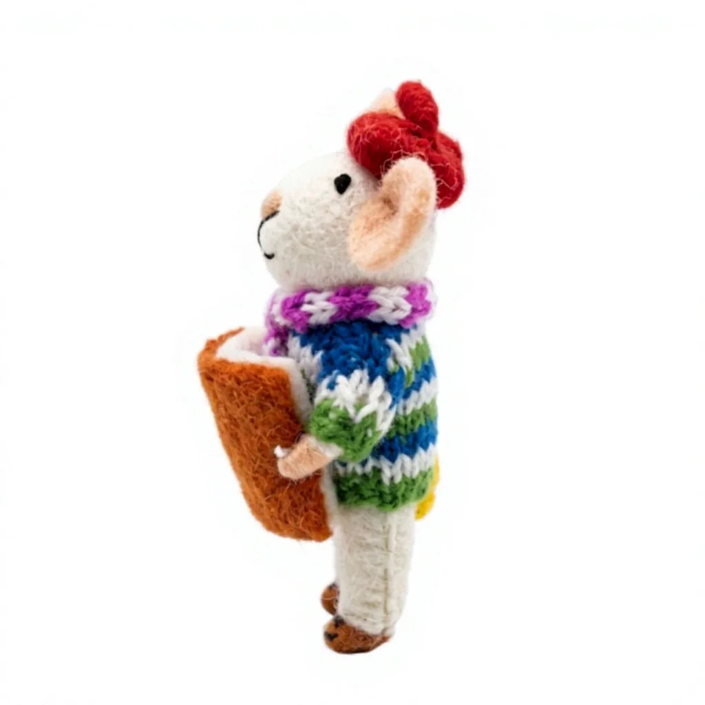 Felt Wool Mouse Christmas Ornament Set of 3 Cartoon Animal Decor – view 3