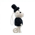 Felt Wool White Mouse Doll with Black Hat and Jacket Handmade Cartoon Animal Christmas Decoration – view 3