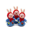 Felt Wool Bunny Dolls with Red Hood Blue Floral Dress Embroidered Felt Christmas Decoration – handmade by Best Himalaya