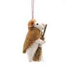 Felt Wool Mouse Ornament with Broom Rustic Christmas Decoration – view 3