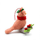 Felt Wool Owl Christmas Decoration Set with Red Scarf and Berries Wall Hanging – view 5
