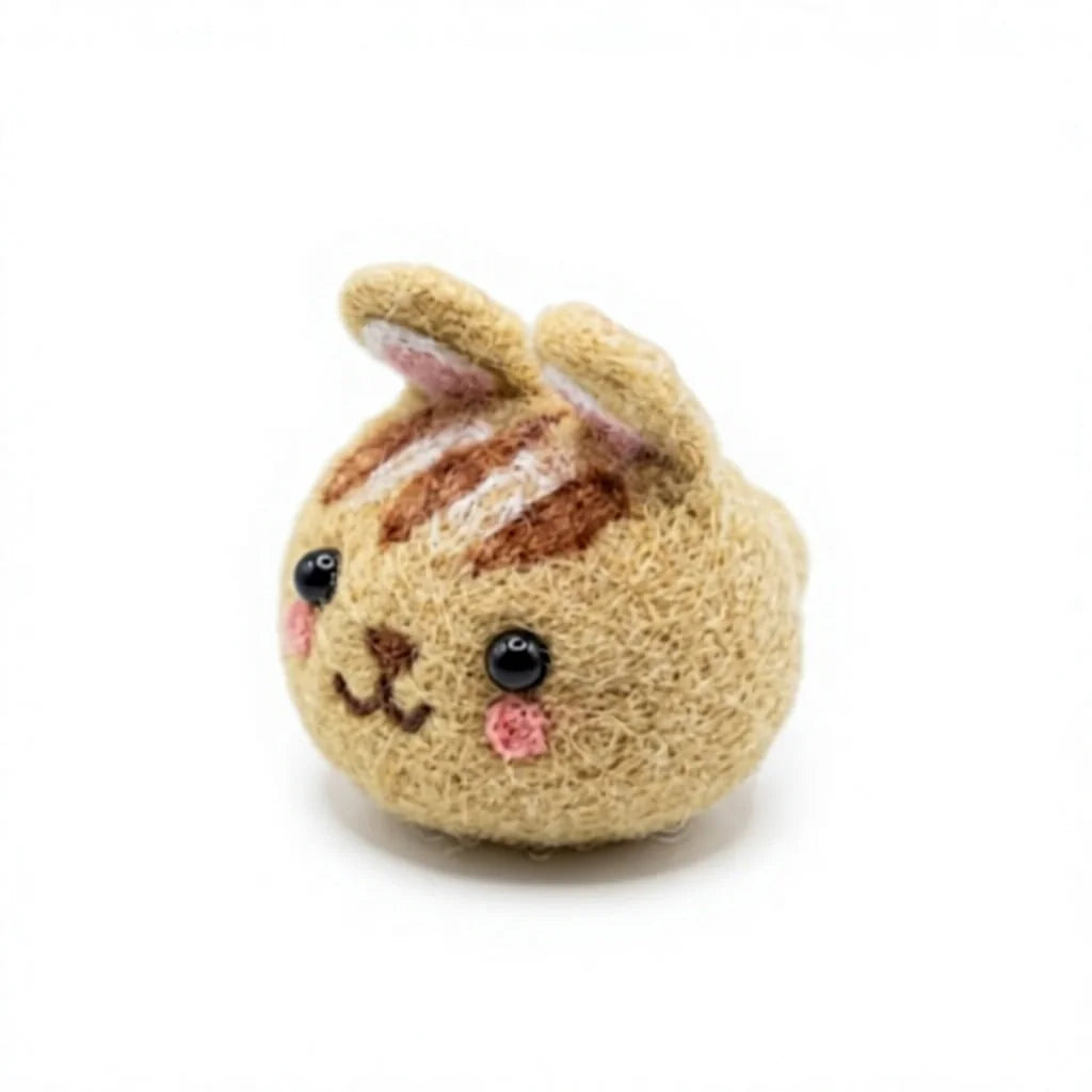 Felt Wool Jute Bunny Face Ornament with Embroidered Details Cartoon Animal Shape Small Wall Hanging Christmas Decoration – view 3