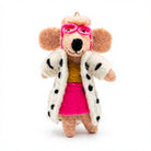Felt Wool Mouse with Pink Glasses Coat Small Wall Hanging Animal Decor – view 2