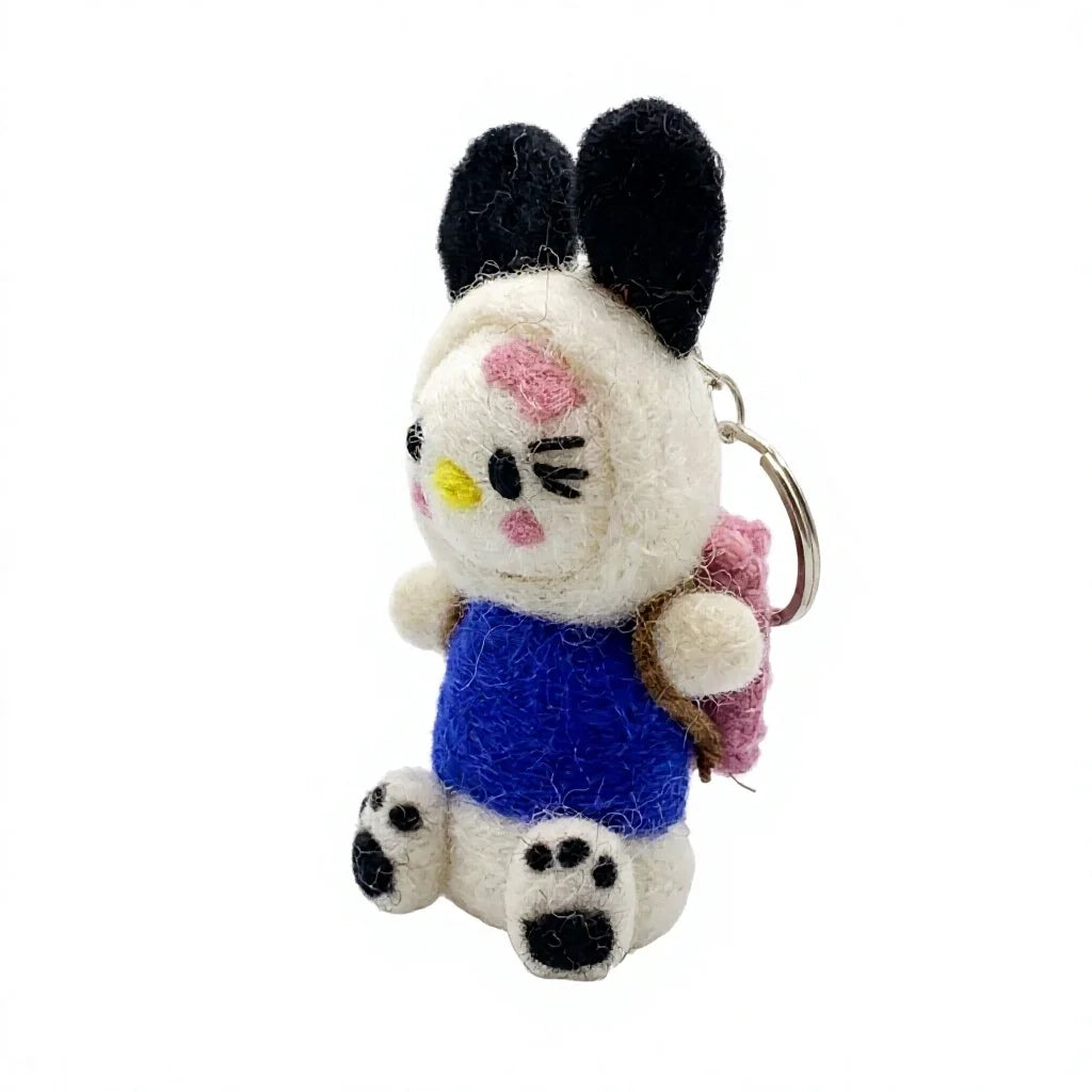 Felt Wool Bunny Doll with Pink Bow Blue Dress Small Cartoon Christmas Decor – view 3