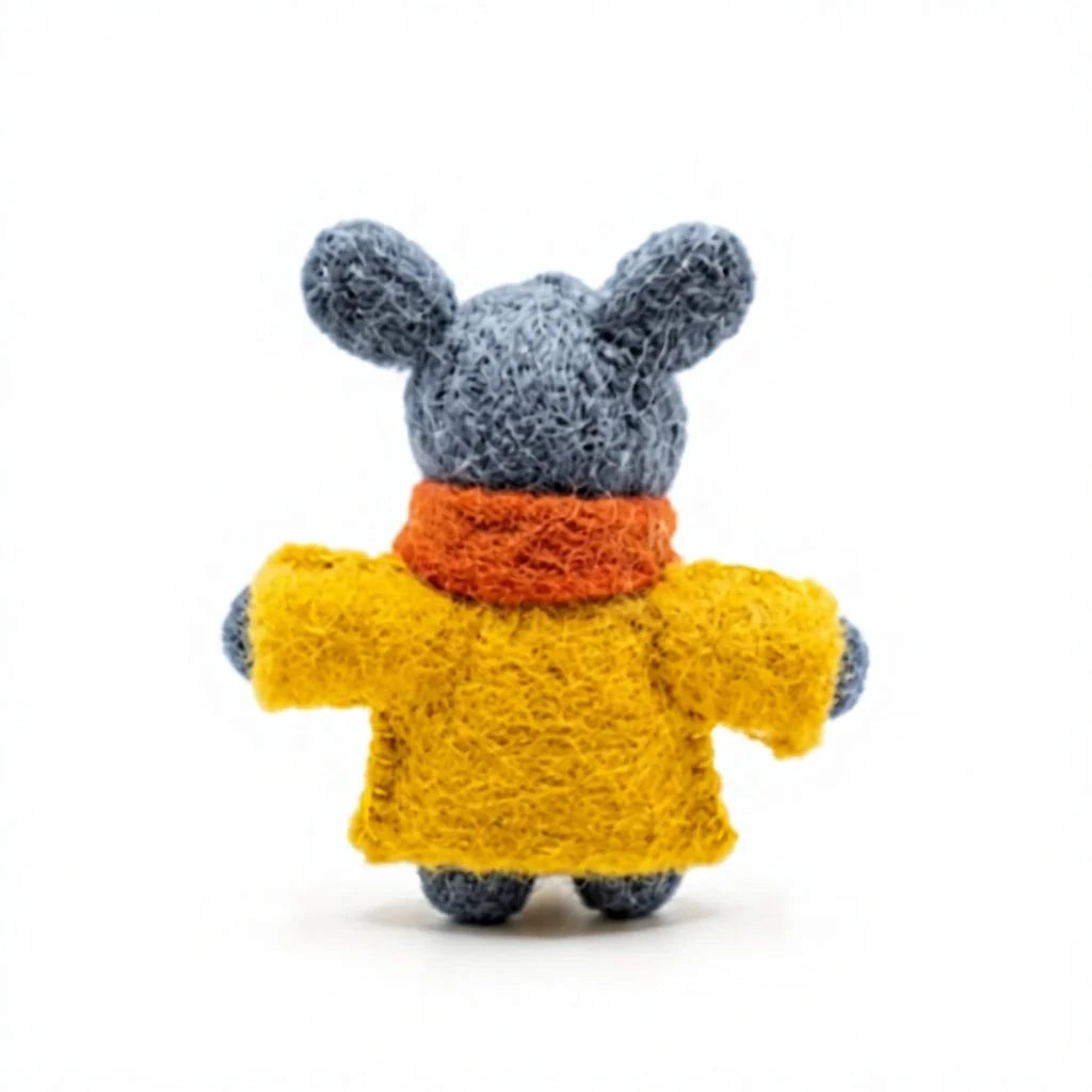 Felt Wool Mouse Christmas Decor with Wool Scarf and Yellow Sweater – view 4