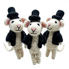 Felt Wool White Mouse Doll with Black Hat and Jacket Handmade Cartoon Animal Christmas Decoration – handmade by Best Himalaya