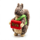 Felt Wool Squirrel Christmas Decoration with Green Scarf and Red Book – view 3