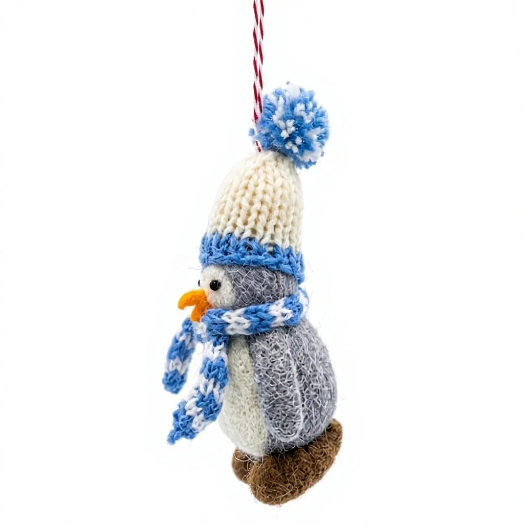 Felt Wool Penguin Christmas Ornaments with Scarf and Hat Small Handmade Indoor Decor – view 3