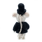 Felt Wool White Mouse Doll with Black Hat and Jacket Handmade Cartoon Animal Christmas Decoration – view 4