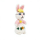 Felt Wool Rabbit Doll Christmas Ornament with Glasses Pink Dress Embroidered Flower – view 3
