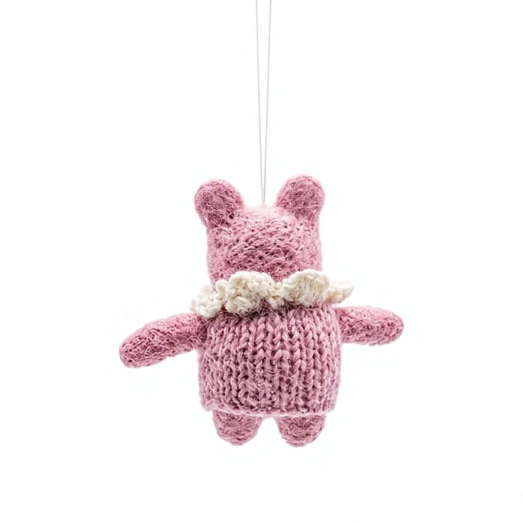 Felt Wool Pink Teddy Bear Christmas Decorations Wall Hanging – view 4