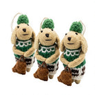 Felt Wool Jute Bunny Christmas Ornament with Green Hat and Burlap Bag Rustic Indoor Decor – handmade by Best Himalaya