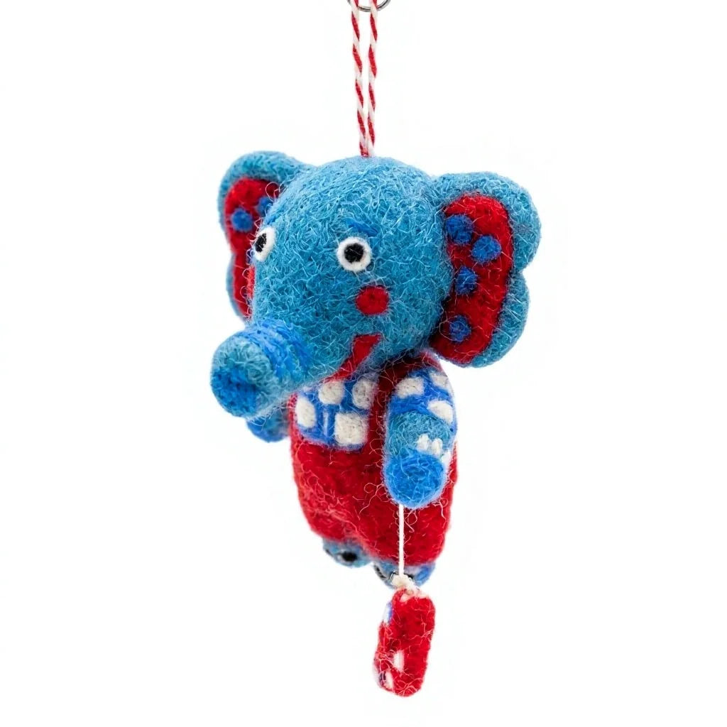 Felt Wool Elephant Christmas Ornament Red Blue Cartoon Animal Wall Hanging Small Indoor Decor – view 3