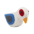 Felt Wool Bird Ornament White with Blue Wings and Red Eyes Small Christmas Decor – view 3