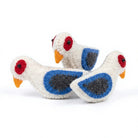 Felt Wool Bird Ornament White with Blue Wings and Red Eyes Small Christmas Decor – handmade by Best Himalaya
