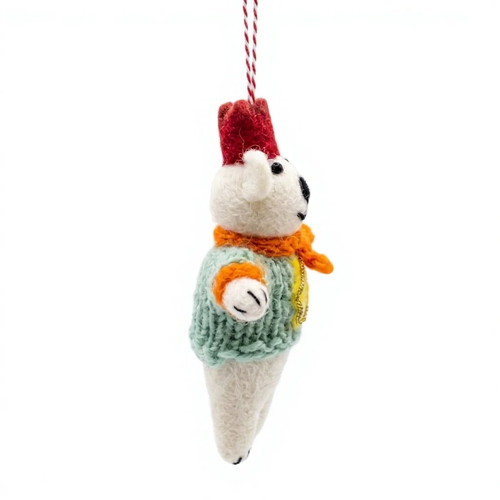 Felt Wool Christmas Mouse Ornament with Scarf Star Hat Small Animal Decor – view 3
