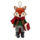 Felt Wool Fox Christmas Ornament with Scarf and Book Rustic Indoor Decoration – view 2