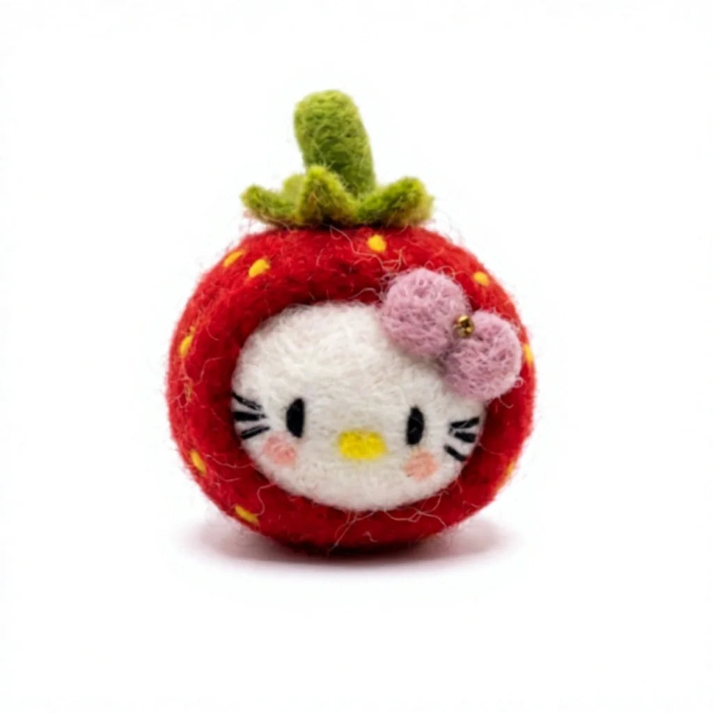 Felt Wool Hello Kitty Strawberry Ornament Round Christmas Decoration – view 2