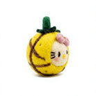 Felt Wool Cat Christmas Ornament Yellow Round with Pink Bow Cartoon Decor – view 3