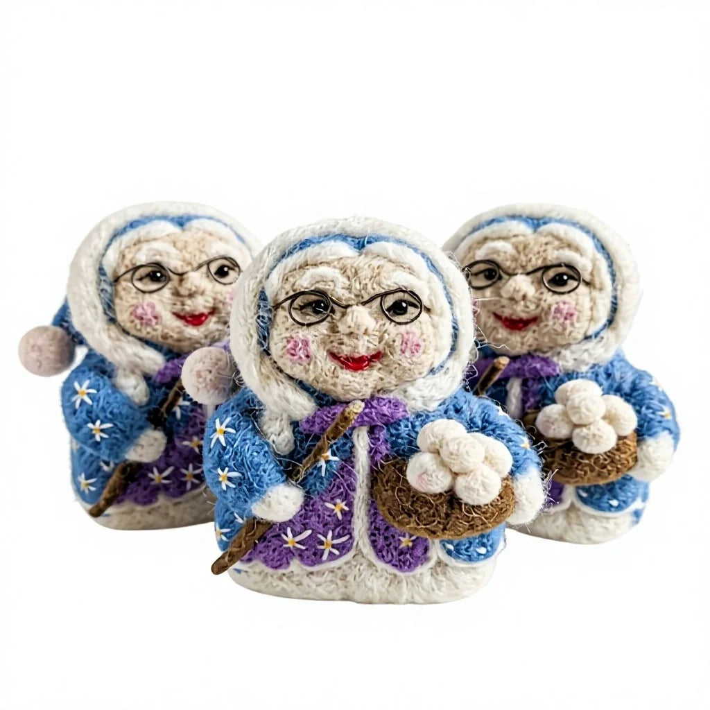 Felt Wool Grandmother Dolls with Flower Basket Traditional Christmas Decoration – handmade by Best Himalaya