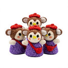 Felt Wool Monkey Dolls with Red Berets and Purple Dresses Cartoon Christmas Decoration – handmade by Best Himalaya