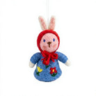 Felt Wool Bunny Dolls with Red Hood Blue Floral Dress Embroidered Felt Christmas Decoration – view 2