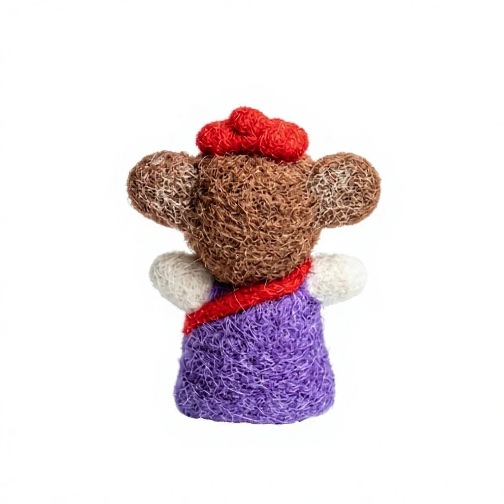 Felt Wool Monkey Dolls with Red Berets and Purple Dresses Cartoon Christmas Decoration – view 4