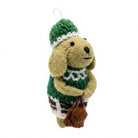 Felt Wool Jute Bunny Christmas Ornament with Green Hat and Burlap Bag Rustic Indoor Decor – view 3