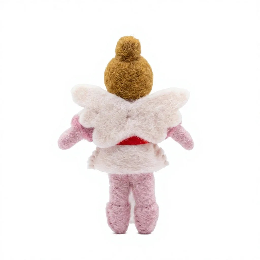 Felt Wool Fairy Doll with Floral Dress and Wings Small Christmas Decor – view 4