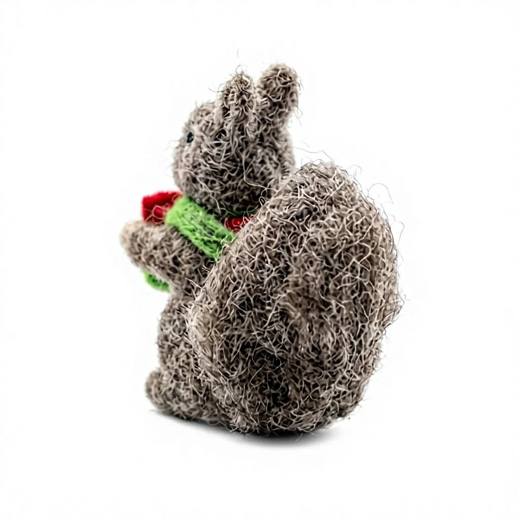 Felt Wool Squirrel Christmas Decoration with Green Scarf and Red Book – view 4